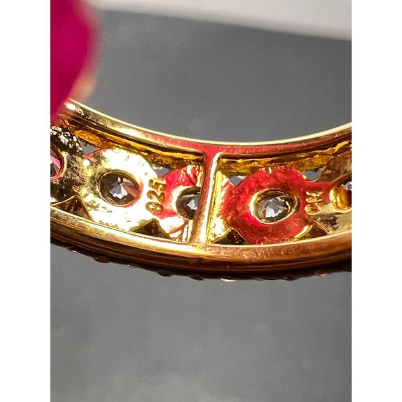 CZ gold over Sterling eternity band mens ring size 11 - Picture 9 of 11